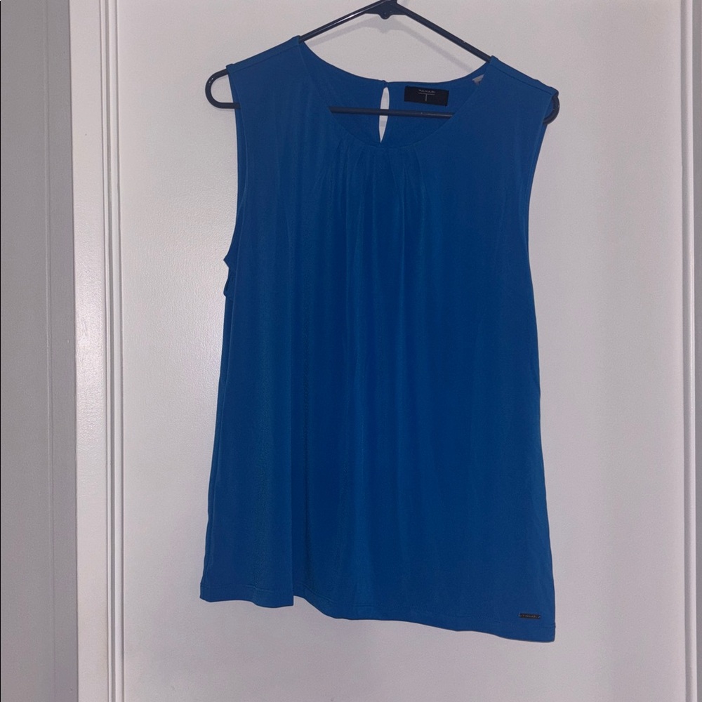 Tahari Royal Blue Keyhole Blouse